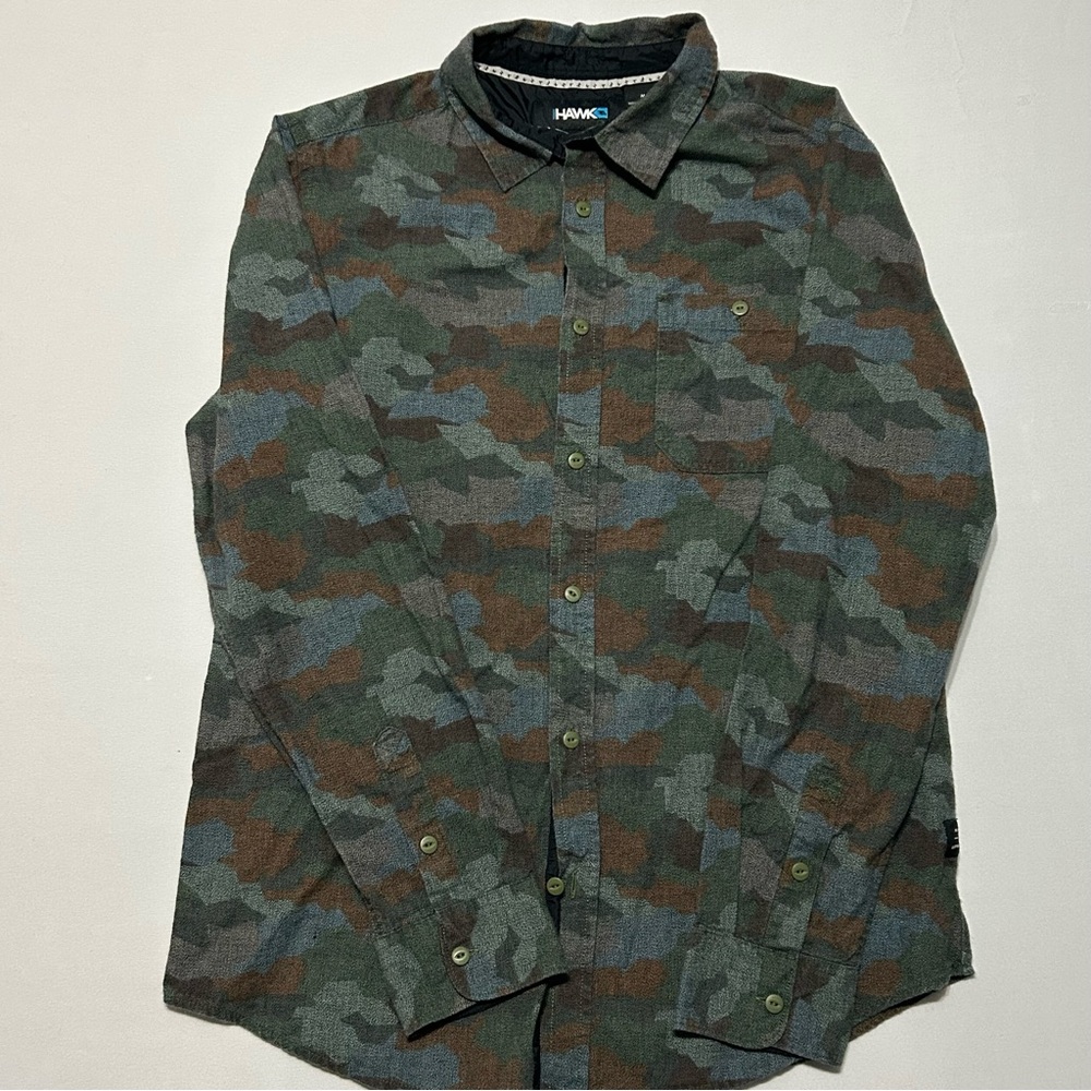 Tony Hawk Men's Camouflage Button Down Shirt Skateboarding